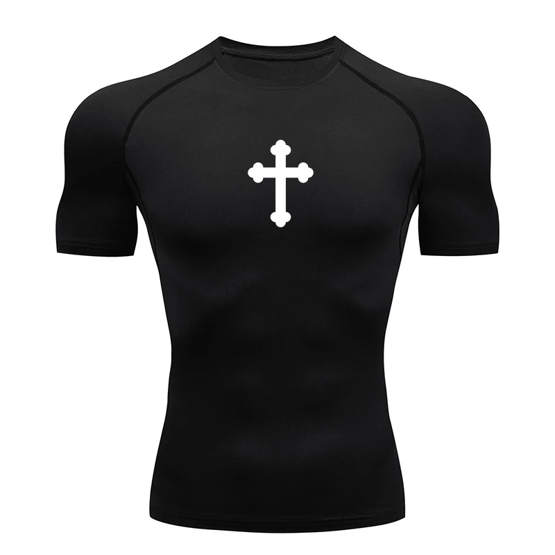 Men's cross printed compression shirt, Christian sports T-shirt, gym T-shirt, training, running, sports bra
Men's cross printed compression shirt, Christian sports T-shirt, gym T-shirt, training, running, sports bra