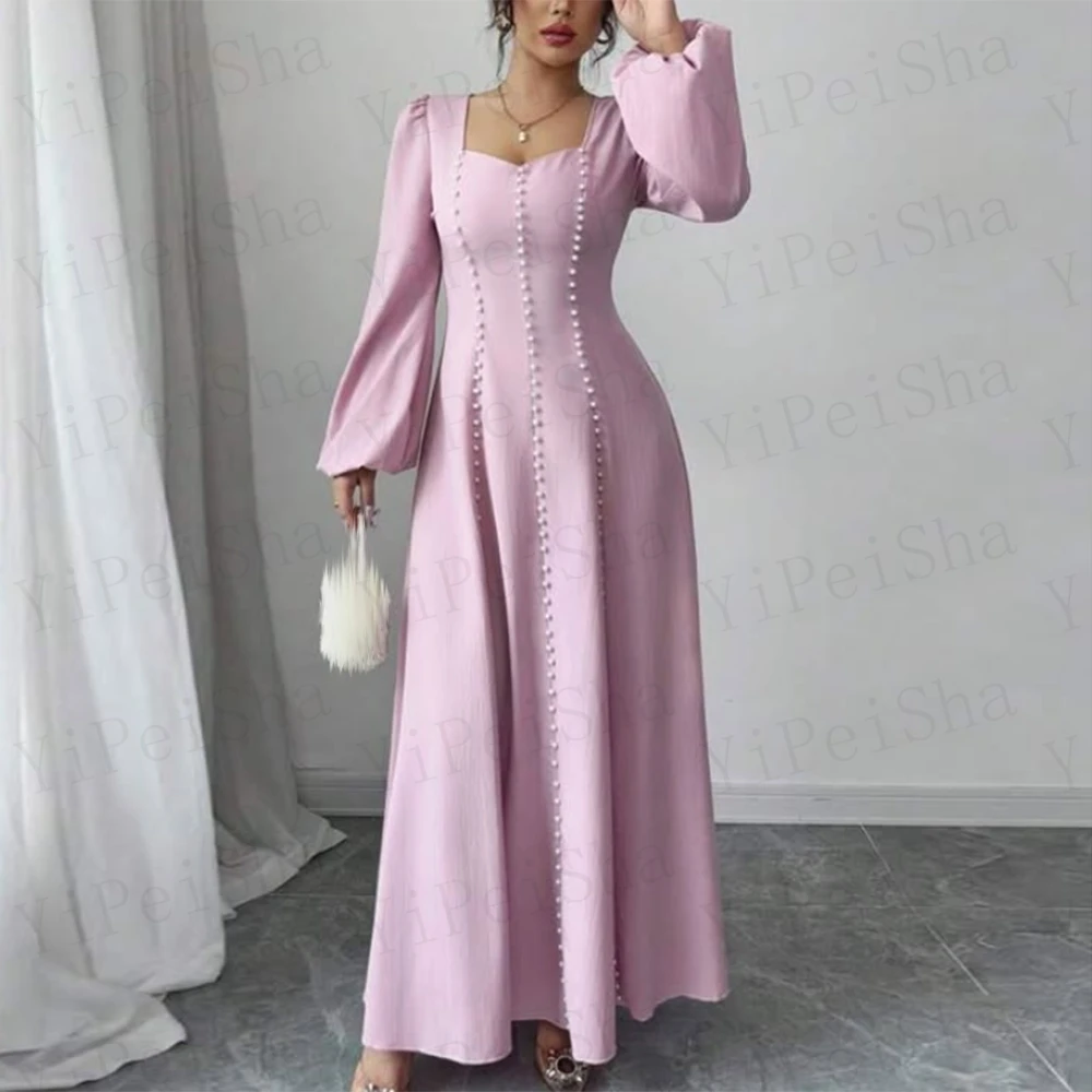 Customized Pink A-Line Prom Dresses Ankle-Length V-Neck Full Sleeve Evening Gown Simple Draped Fashion Beading Party Gown
Customized Pink A-Line Prom Dresses Ankle-Length V-Neck Full Sleeve Evening Gown Simple Draped Fashion Beading Party Gown