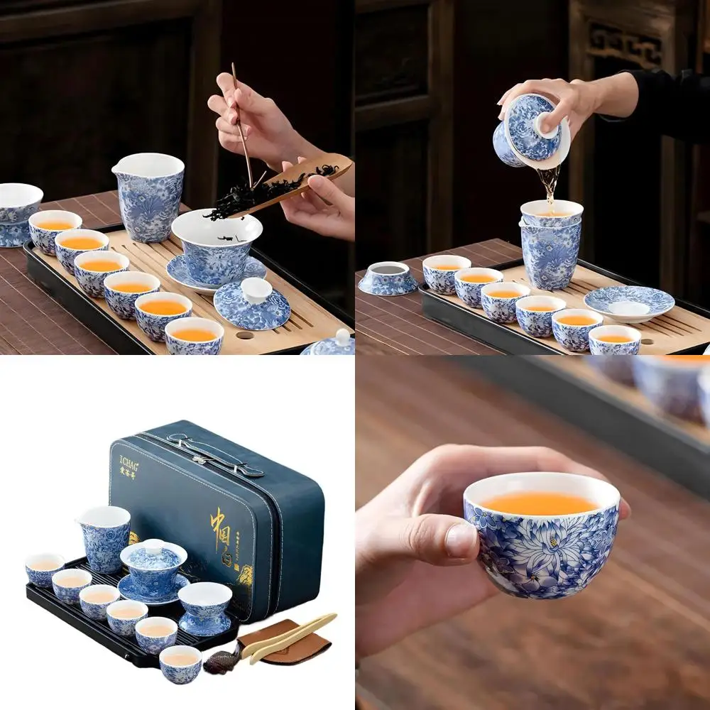 Portable 14-Piece Asian Gaiwan Tea Set with Suspended Bowl & Tea Pet, Suitable for Travel, Home, and Outdoor Use
Portable 14-Piece Asian Gaiwan Tea Set with Suspended Bowl & Tea Pet, Suitable for Travel, Home, and Outdoor Use