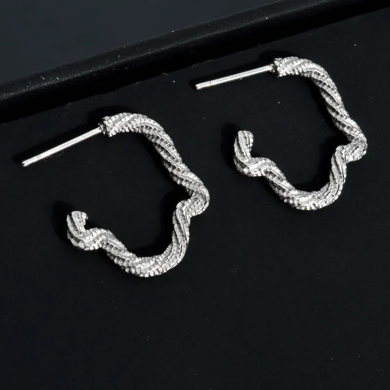 Charmoment Irregularity Shape Twisted Stainless Steel Hoop Earrings of Silver Color for Women Bohemia Indian Jewelry Girl Gift
Charmoment Irregularity Shape Twisted Stainless Steel Hoop Earrings of Silver Color for Women Bohemia Indian Jewelry Girl Gift