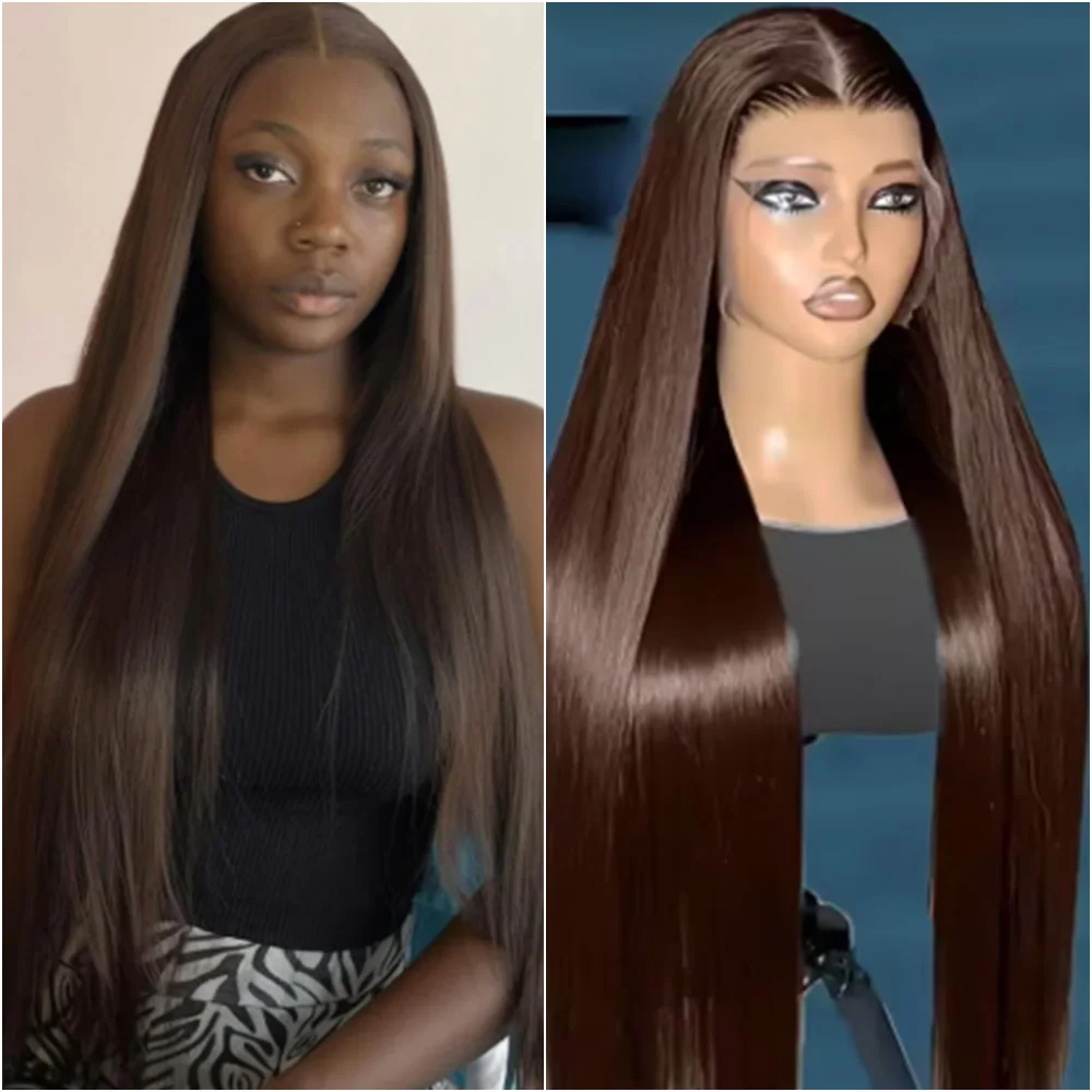 Chocolate Brown Human Hair Wig 220 Density 13x4 Lace Front Wig 13x6 HD Lace Frontal Wigs 30 40 Inch Bone Straight Wigs for Women
Chocolate Brown Human Hair Wig 220 Density 13x4 Lace Front Wig 13x6 HD Lace Frontal Wigs 30 40 Inch Bone Straight Wigs for Women