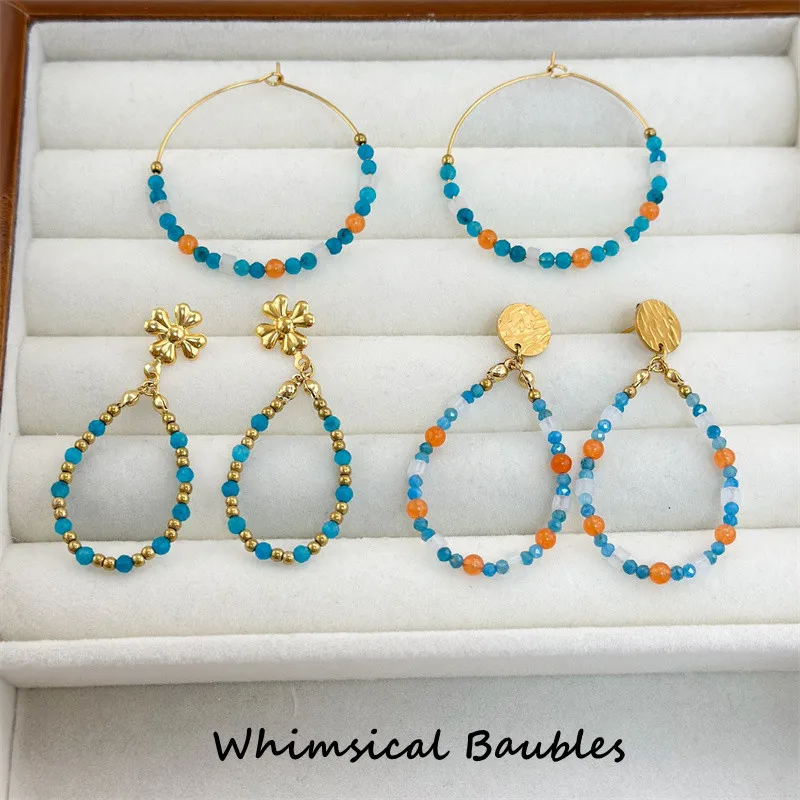 Handmade Beaded Titanium Steel Earrings Colorful Natural Stones 18K Gold Plated Non-Fading Fashion Ladies' Jewelry
Handmade Beaded Titanium Steel Earrings Colorful Natural Stones 18K Gold Plated Non-Fading Fashion Ladies' Jewelry