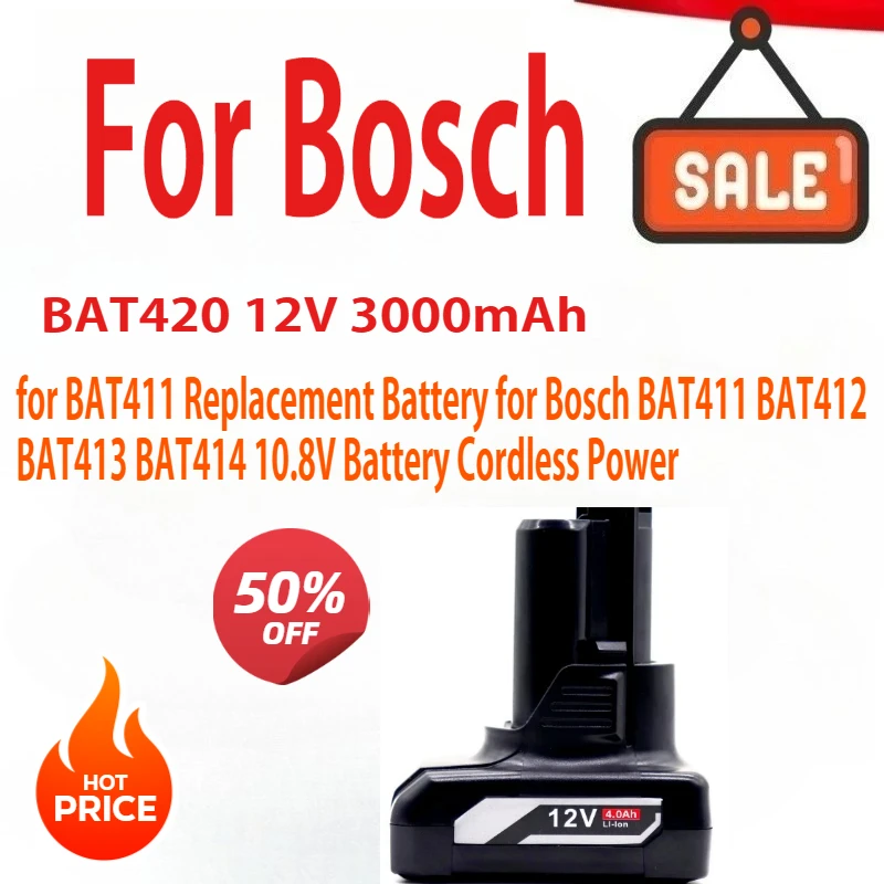 For 12V Bosch Li-ion BAT420 BAT411 Replacement Battery for Bosch BAT411 BAT412 BAT413 BAT414 10.8V Battery Cordless Power
For 12V Bosch Li-ion BAT420 BAT411 Replacement Battery for Bosch BAT411 BAT412 BAT413 BAT414 10.8V Battery Cordless Power