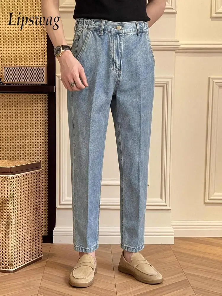Fashion Mens Slim Jeans Streetwear Vintage Pleated Solid Color Denim Trousers For Men Spring Summer Trendy Straight Jean Pants
Fashion Mens Slim Jeans Streetwear Vintage Pleated Solid Color Denim Trousers For Men Spring Summer Trendy Straight Jean Pants