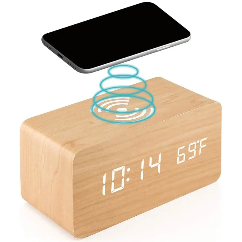 Wooden Digital Alarm Clock 3 Alarms Led Display Wireless Charging Electronic Alarm Clock For Bedroom Bedside Office
Wooden Digital Alarm Clock 3 Alarms Led Display Wireless Charging Electronic Alarm Clock For Bedroom Bedside Office