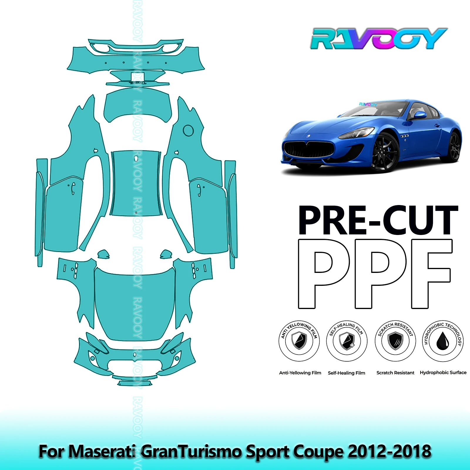 For Maserati GranTurismo Sport Coupe 2012-2018 8.5Mil Precut PPF Paint Protection Film Full Vehicle
For Maserati GranTurismo Sport Coupe 2012-2018 8.5Mil Precut PPF Paint Protection Film Full Vehicle