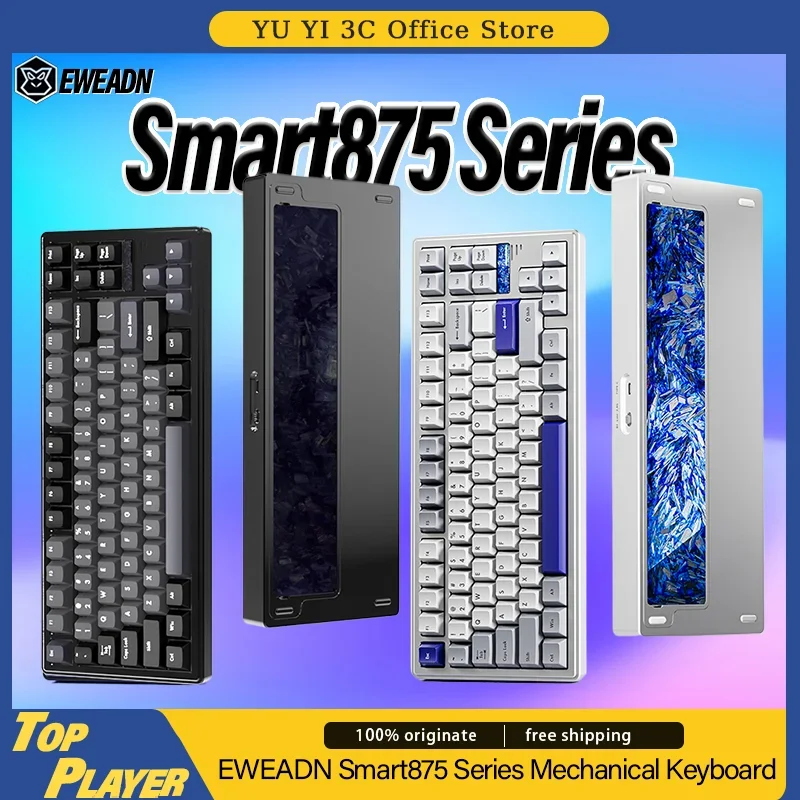 EWEADN Smart875 Mechanical Keyboard CNC Aluminum Alloy Body 2.4g BT Three Modes Wireless Customized Hot Swappable Loopy Switch
EWEADN Smart875 Mechanical Keyboard CNC Aluminum Alloy Body 2.4g BT Three Modes Wireless Customized Hot Swappable Loopy Switch
