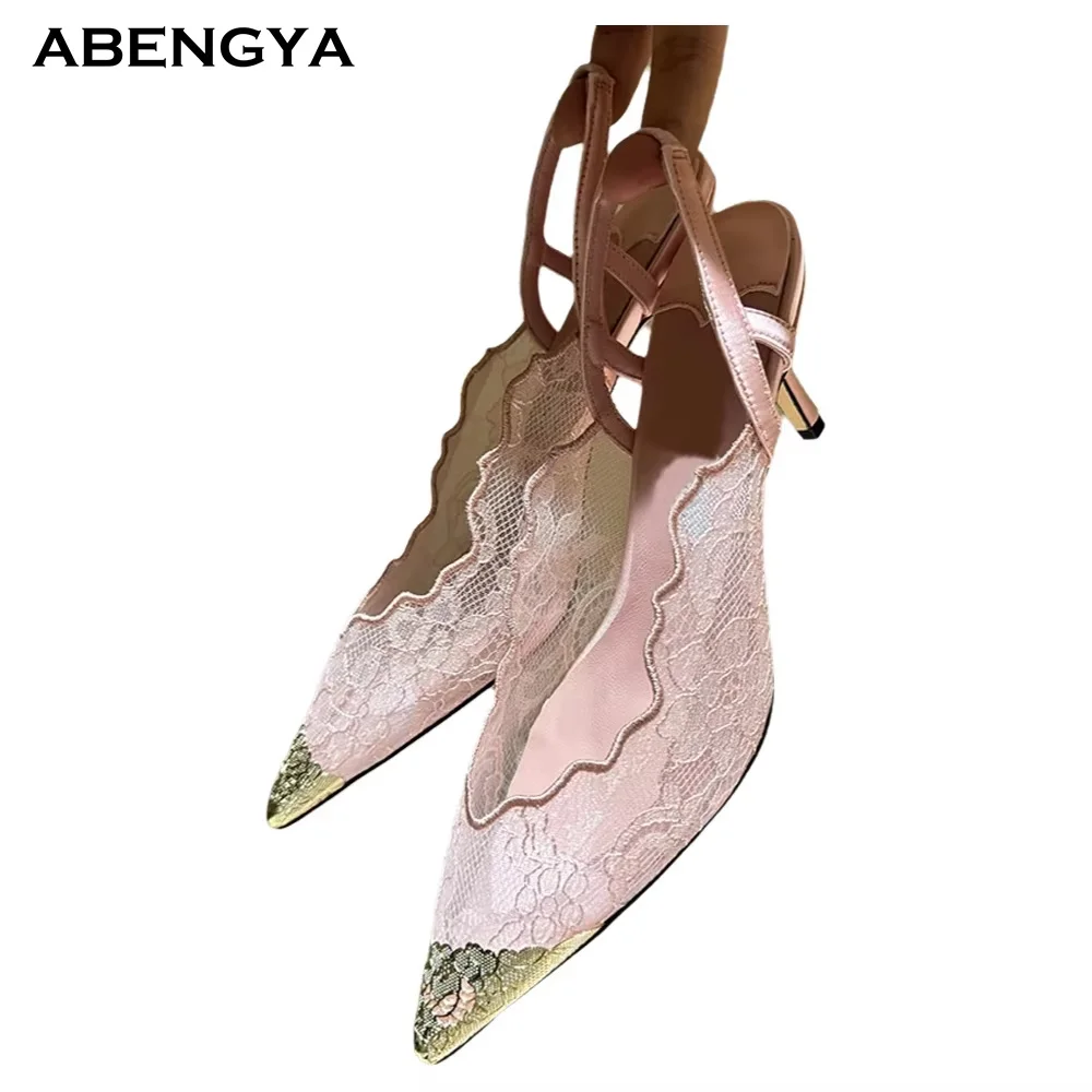 2026 Designer New Lace High Heel Shoes Woman Pointy Toe Slingback Mules Dress Shoes Summer Fashion Party Banquet Shoes For Women
2026 Designer New Lace High Heel Shoes Woman Pointy Toe Slingback Mules Dress Shoes Summer Fashion Party Banquet Shoes For Women
