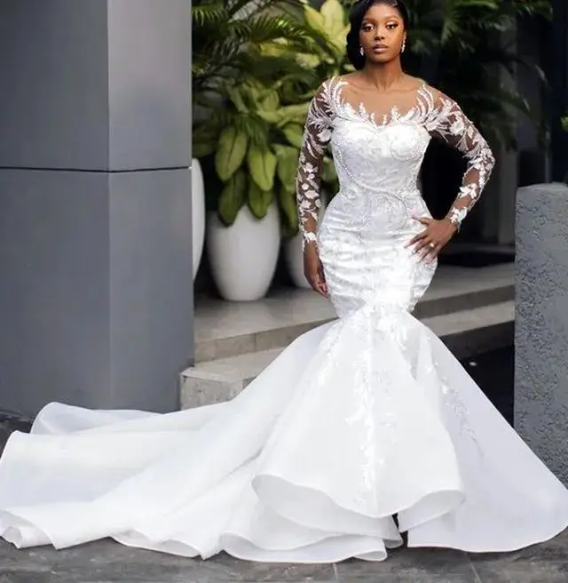 Lorencia Sparkly African Women Plus Size Mermaid Wedding Dresses Long Sleeve Beading Sequin Bridal Gowns Robe De Marriage YMW46
Lorencia Sparkly African Women Plus Size Mermaid Wedding Dresses Long Sleeve Beading Sequin Bridal Gowns Robe De Marriage YMW46