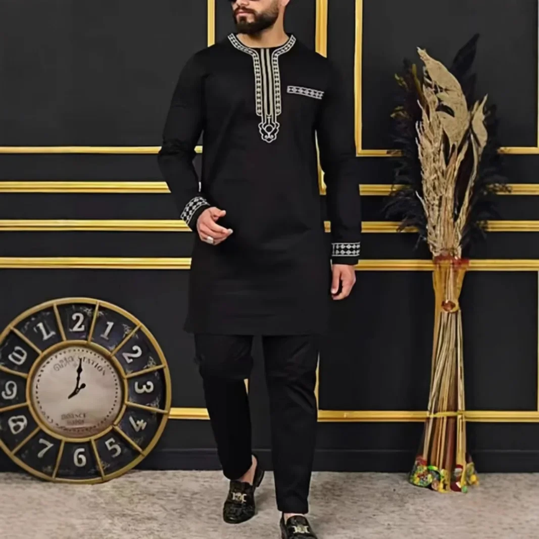 Men New Sets Pullover Tops O Neck Shirts Two Pieces Mid Waist Embroidery Spliced Ankle Length Pants Loose Casual Pockets Spring
Men New Sets Pullover Tops O Neck Shirts Two Pieces Mid Waist Embroidery Spliced Ankle Length Pants Loose Casual Pockets Spring