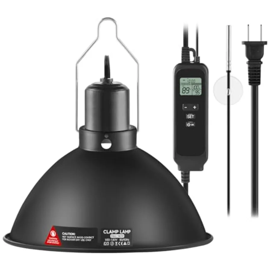 Reptile Heat Lamp Fixture with Thermostat and Timer, Reptile Light Fixture with Dimming Thermostat Max 150W, PID Temperature Co
Reptile Heat Lamp Fixture with Thermostat and Timer, Reptile Light Fixture with Dimming Thermostat Max 150W, PID Temperature Co