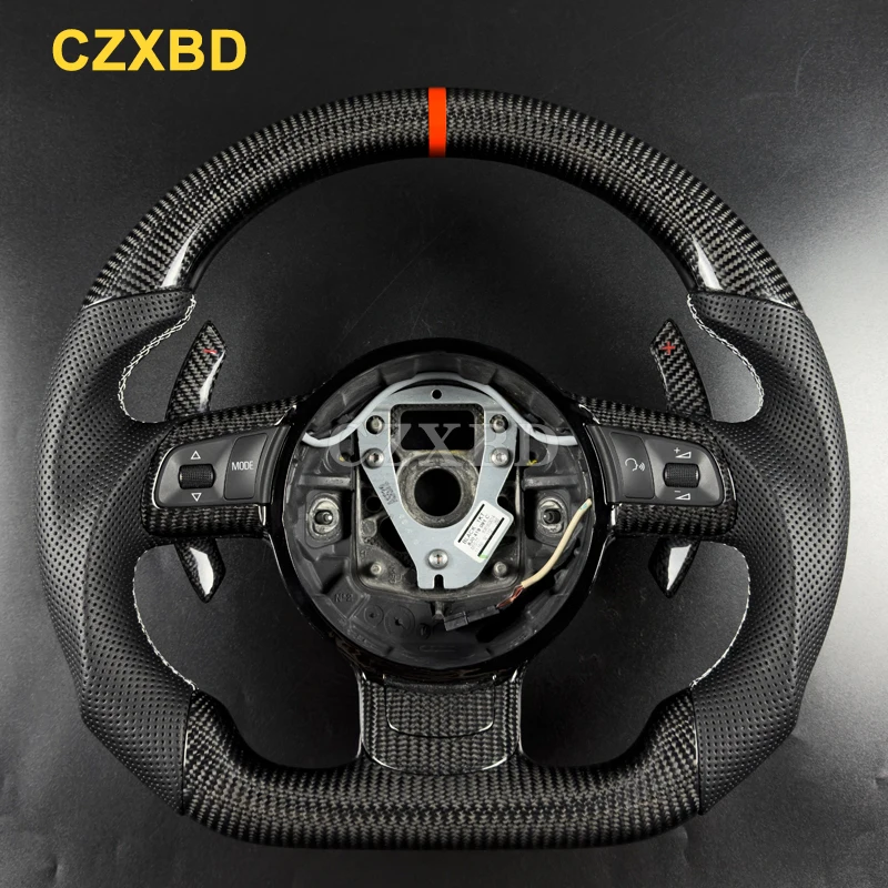 For Audi R8 TT TTRS MK2 A3 S3 8P Real Carbon Fiber Steering Wheel High Quality Leather Sport Customized 
For Audi R8 TT TTRS MK2 A3 S3 8P Real Carbon Fiber Steering Wheel High Quality Leather Sport Customized