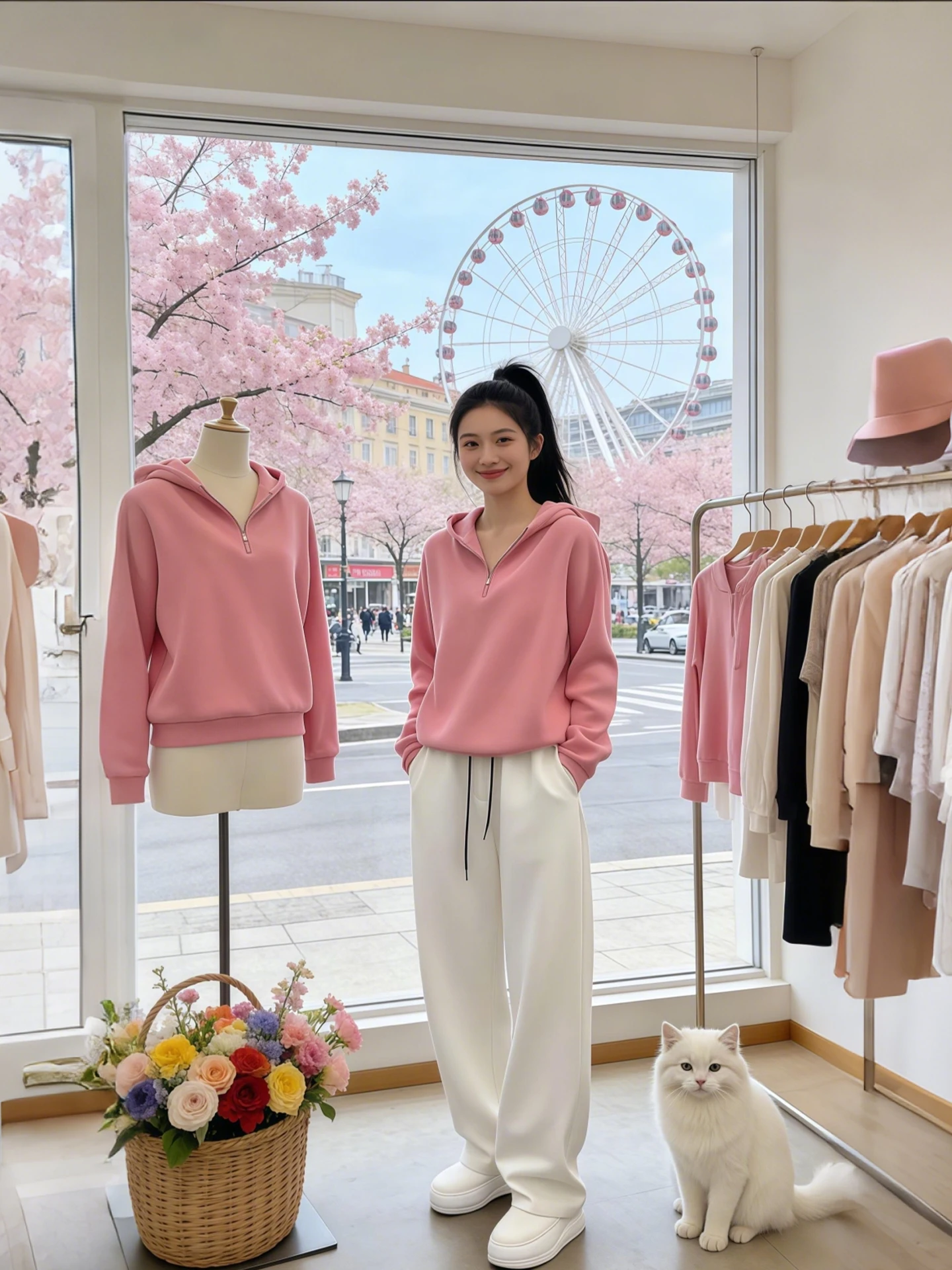 Elegant Pink Hoodie And Wide Leg Pants Set Comfortable Casual Korean Style Fashionable Workwear for Women in Their 20s to 30s
Elegant Pink Hoodie And Wide Leg Pants Set Comfortable Casual Korean Style Fashionable Workwear for Women in Their 20s to 30s