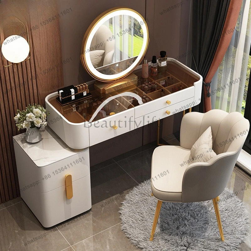 Storage cabinet integrated LED mirror light luxury luxury folding solid wood dresser cream style
Storage cabinet integrated LED mirror light luxury luxury folding solid wood dresser cream style