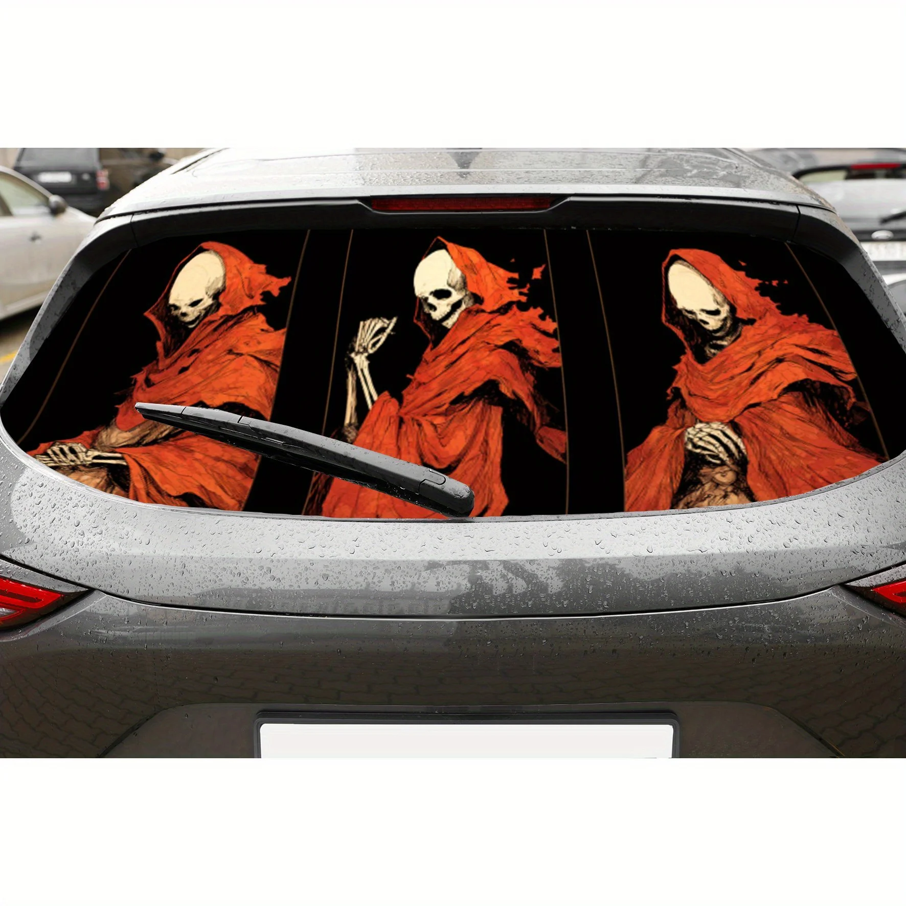 Eerie Red - Robed Skull Car rear windshield stickers, truck window perspective perforated rear - window vinyl decals. They are
Eerie Red - Robed Skull Car rear windshield stickers, truck window perspective perforated rear - window vinyl decals. They are