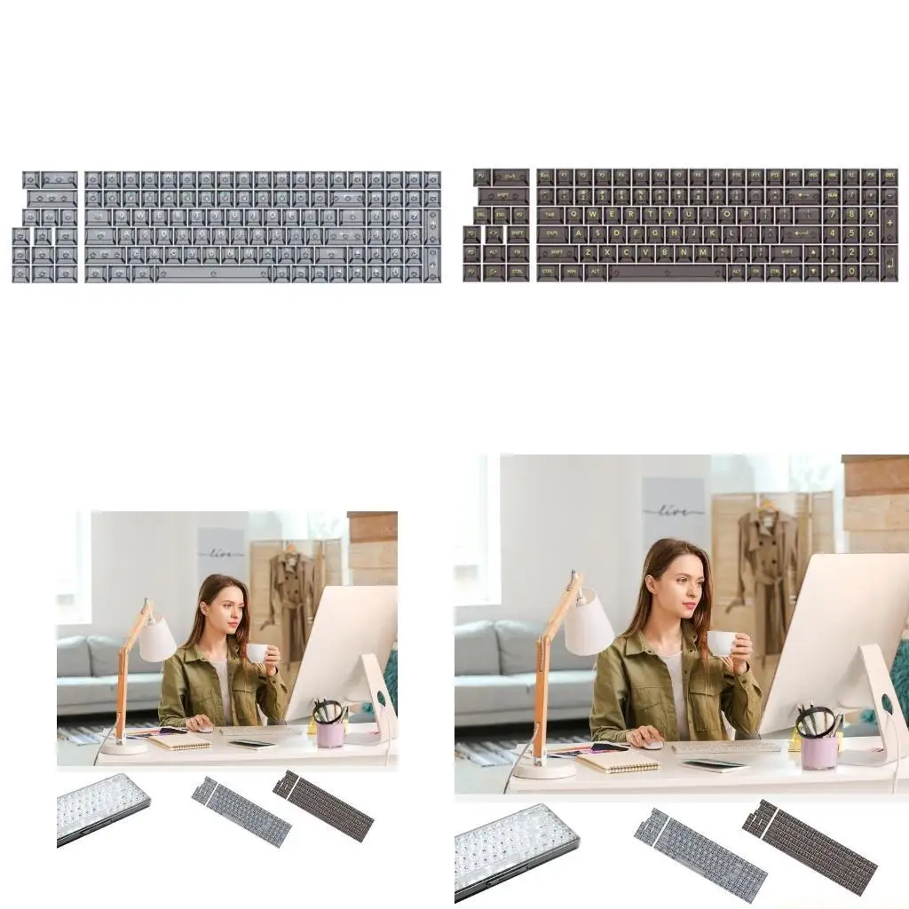 Multiple Layout Choices 115Keycaps Long lasting Clear Keycaps for Mechanical Keyboards, Easy to Install and Maintain