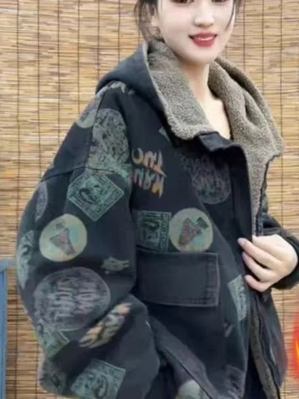 Thickened Fleece Lined Hooded Jacket Warm Outerwear for plus Size Women Stylish Anti-Aging High Waist Korean Style Commute
Thickened Fleece Lined Hooded Jacket Warm Outerwear for plus Size Women Stylish Anti-Aging High Waist Korean Style Commute