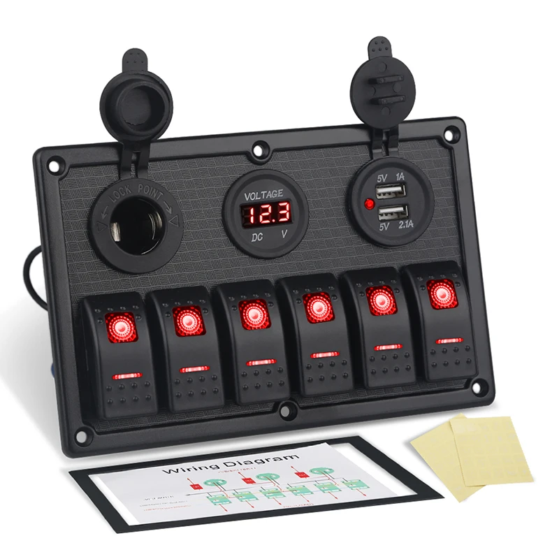 24V 12V 6 Buttons Switch Panel With Digital Voltmeter Tester USB Chargers 3.0 Light Toggle Car Power Adapter Marine Boat Caravan
24V 12V 6 Buttons Switch Panel With Digital Voltmeter Tester USB Chargers 3.0 Light Toggle Car Power Adapter Marine Boat Caravan