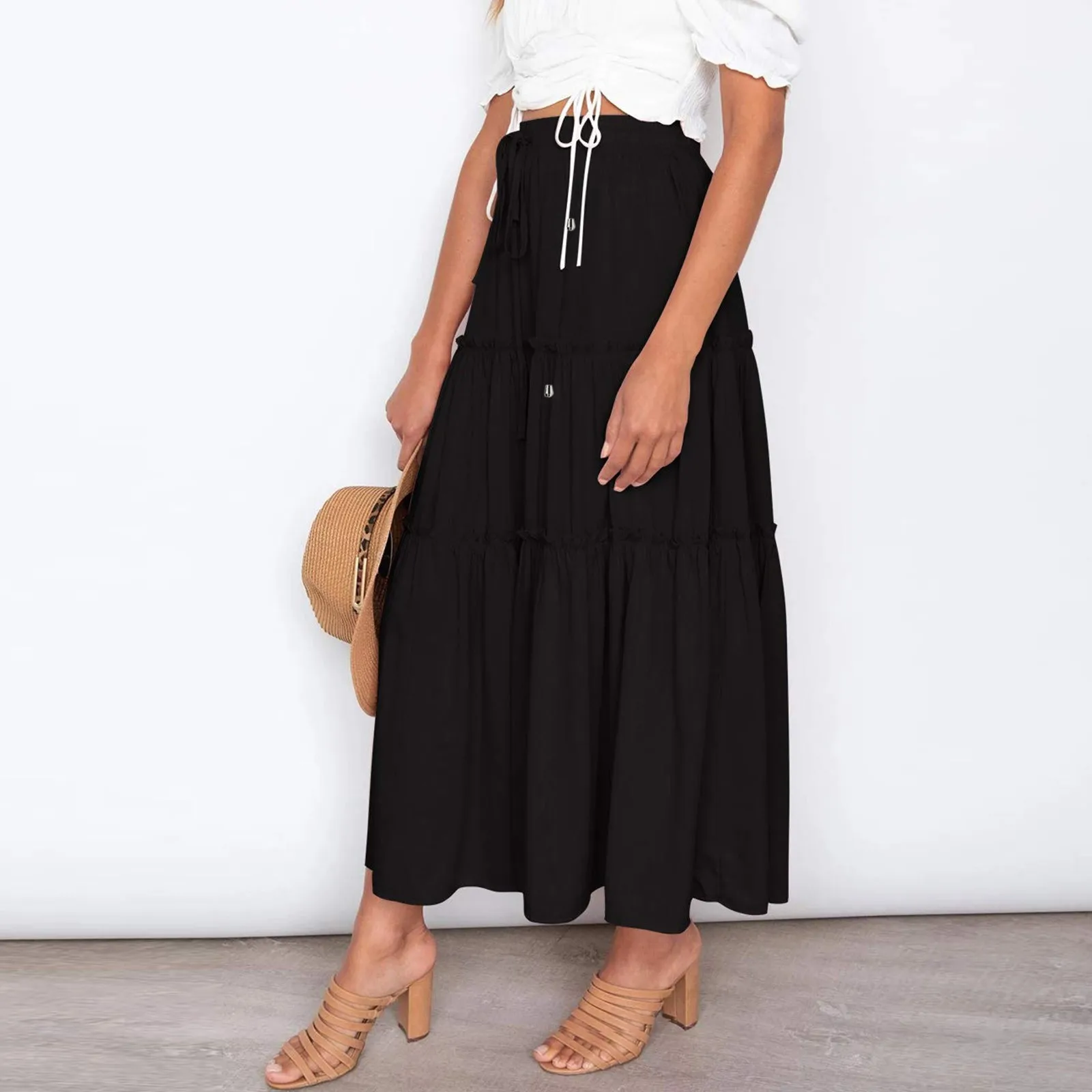 Women Chiffon Pleated Skirt Large Hem High Waist Elastic Patchwork Cake A-line Skirt Boho Swing Beach Vintage Long Maxi Skirt
Women Chiffon Pleated Skirt Large Hem High Waist Elastic Patchwork Cake A-line Skirt Boho Swing Beach Vintage Long Maxi Skirt