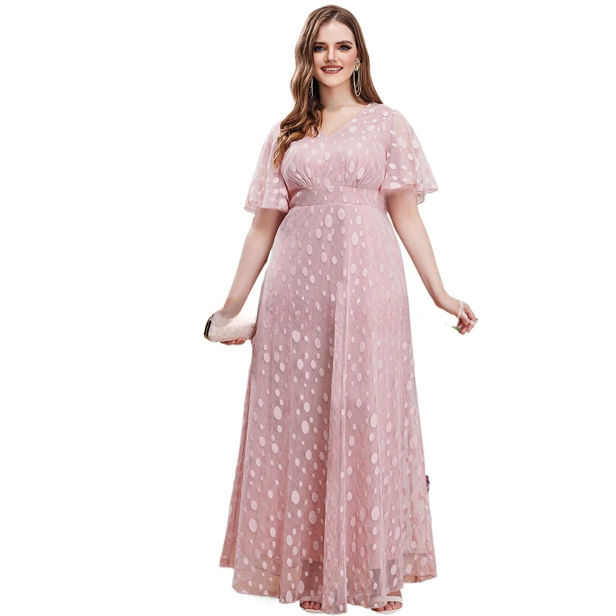 Fashionable Sweet High-waist V-neck Dot Long Bridesmaid Plus Size Dress Pink
Fashionable Sweet High-waist V-neck Dot Long Bridesmaid Plus Size Dress Pink