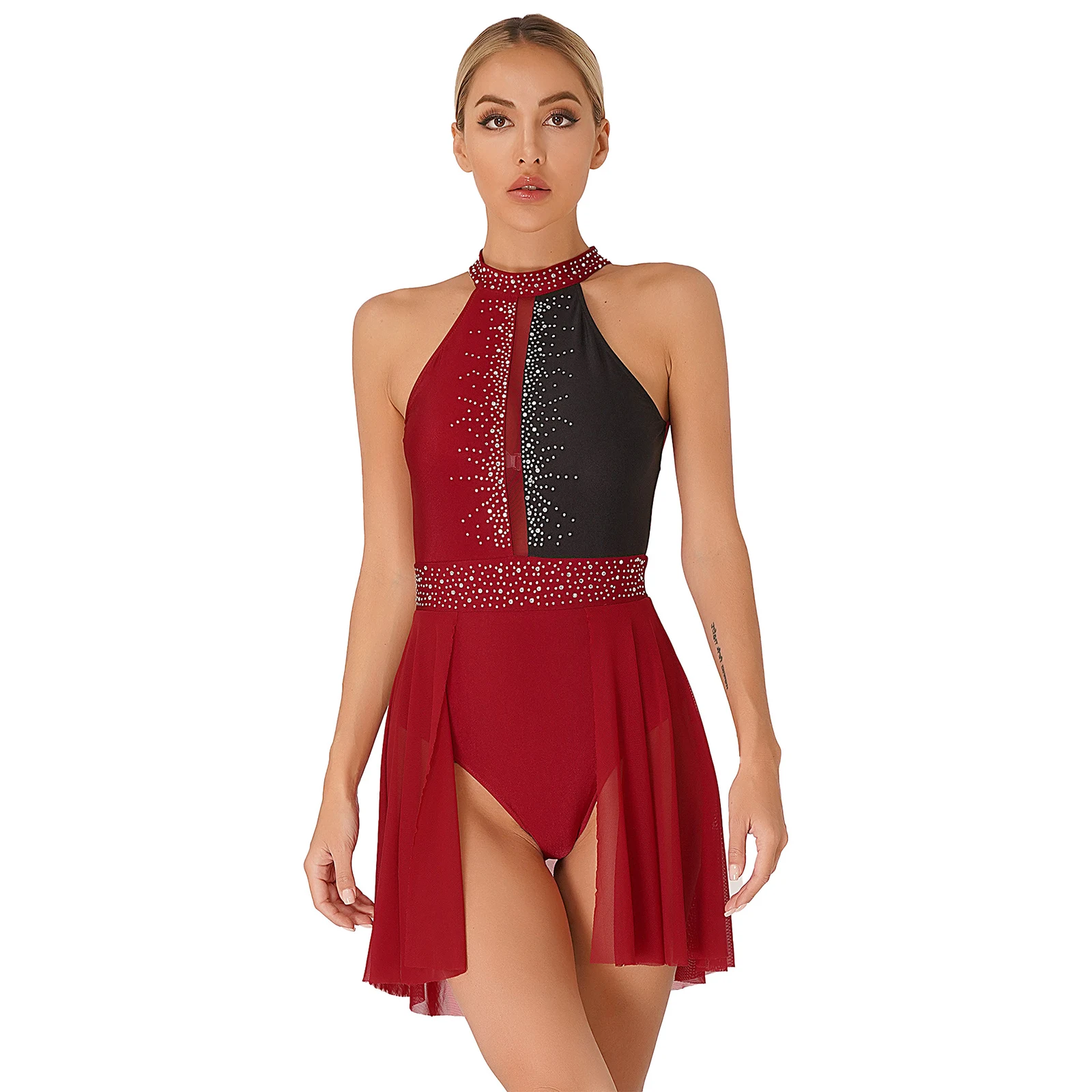Womens Lyrical Dance Dress Backless Shiny Rhinestone Leotard Dresses Figure Skating Performance Costume
Womens Lyrical Dance Dress Backless Shiny Rhinestone Leotard Dresses Figure Skating Performance Costume