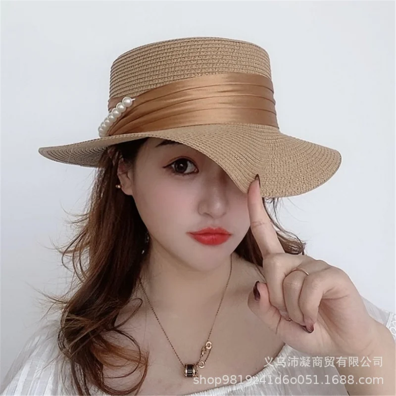 French Elegant Pearl Flat Top Straw Hat for Women, Sun Protection Fashionable Evening Flat Brim British Style Hat
French Elegant Pearl Flat Top Straw Hat for Women, Sun Protection Fashionable Evening Flat Brim British Style Hat