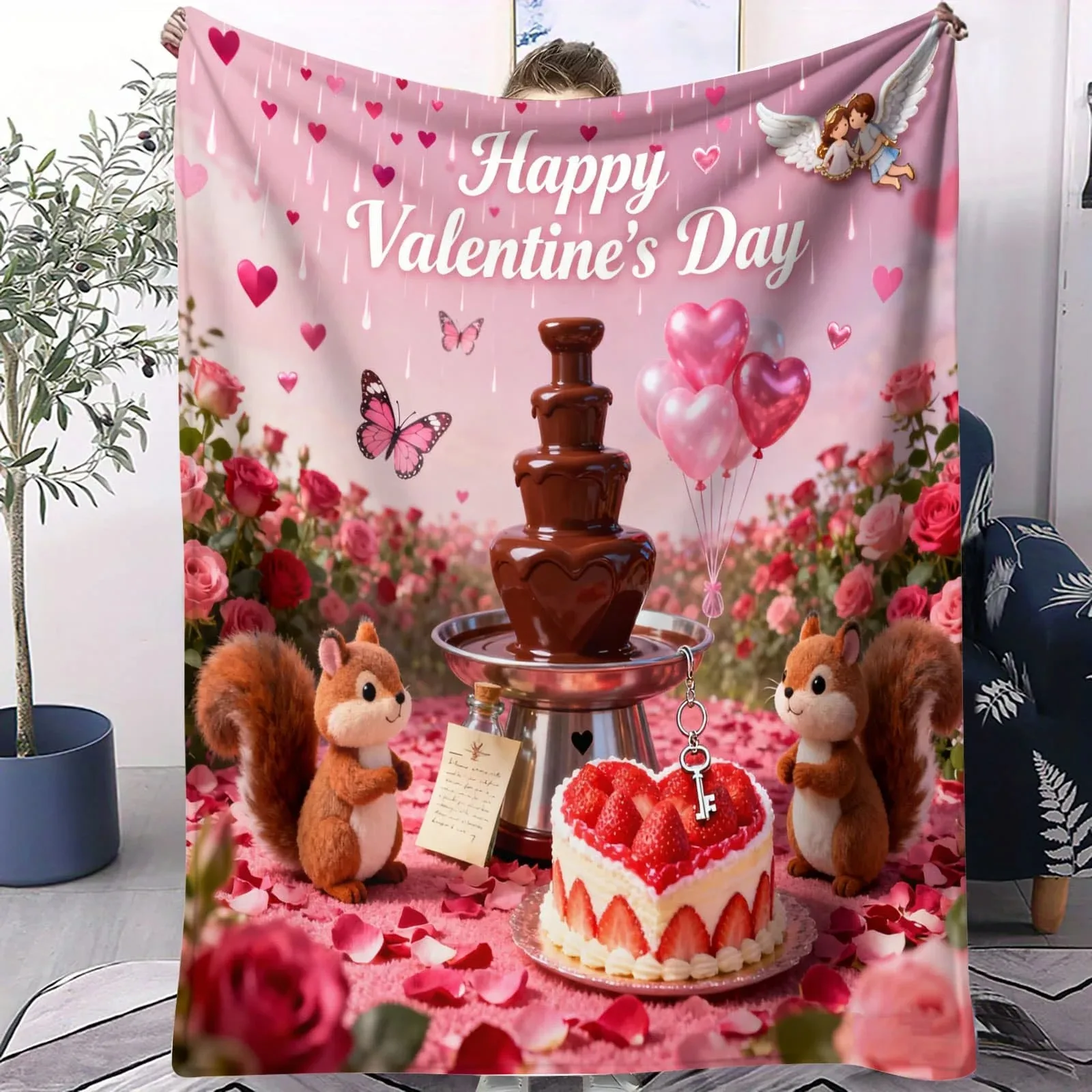 Valentine's Chocolate Fountain Squirrel Fleece Blanket Romantic Throw for Bedroom Sofa Valentine's Day Decor Perfect for Couples
Valentine's Chocolate Fountain Squirrel Fleece Blanket Romantic Throw for Bedroom Sofa Valentine's Day Decor Perfect for Couples