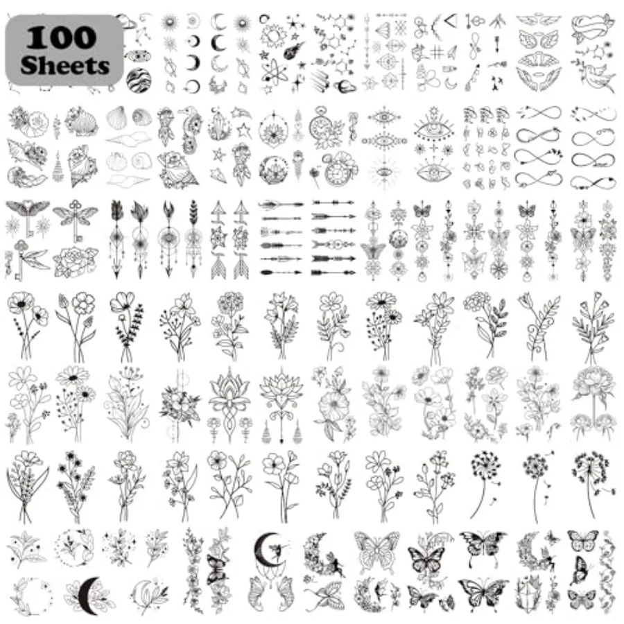 100 Sheets Temporary Tattoos for Women Adult, 420 Mixed Styles Tiny Branch Fake Tattoo Stickers that Look Real and Last Long, B
100 Sheets Temporary Tattoos for Women Adult, 420 Mixed Styles Tiny Branch Fake Tattoo Stickers that Look Real and Last Long, B