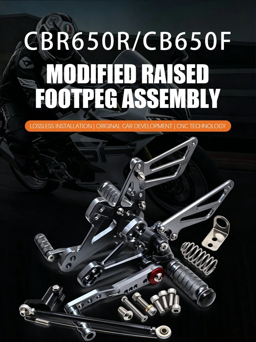 CNC Adjustable Racing Rearset Footpegs for Honda CBR650R CB650F - Anti-Slip, Lightweight & No Scratch, Perfect for Cornering
CNC Adjustable Racing Rearset Footpegs for Honda CBR650R CB650F - Anti-Slip, Lightweight & No Scratch, Perfect for Cornering