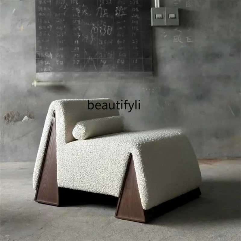 Medieval simple single sofa chair designer casual lamb wool fabric living room lazy chairAA
Medieval simple single sofa chair designer casual lamb wool fabric living room lazy chairAA