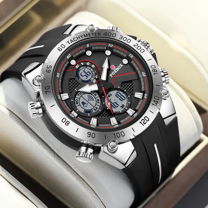 FOXBOX мужские часы брендовые роскошные часы со светодиодным циферблатом мужские силиконовые военные спортивные водонепроницаемые часы Digita для мужчин Relogio Masculino
FOXBOX мужские часы брендовые роскошные часы со светодиодным циферблатом мужские силиконовые военные спортивные водонепроницаемые часы Digita для мужчин Relogio Masculino