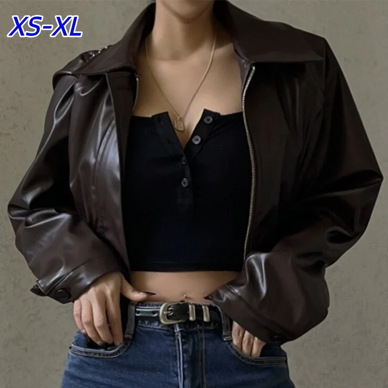 Y2K Vintage Solid Waist Cinching PU Leather Jacket Women Fashion Stand Collar Full Sleeve Zipper Buckle Coat Street Outerwear
Y2K Vintage Solid Waist Cinching PU Leather Jacket Women Fashion Stand Collar Full Sleeve Zipper Buckle Coat Street Outerwear