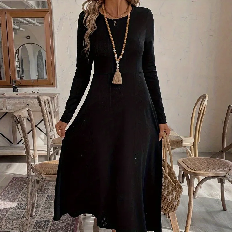 2025 Plus Size Solid Dress: Round Neck Long Sleeve Maxi with Slimming Fit & Elevated Style for Casual Elegance
2025 Plus Size Solid Dress: Round Neck Long Sleeve Maxi with Slimming Fit & Elevated Style for Casual Elegance