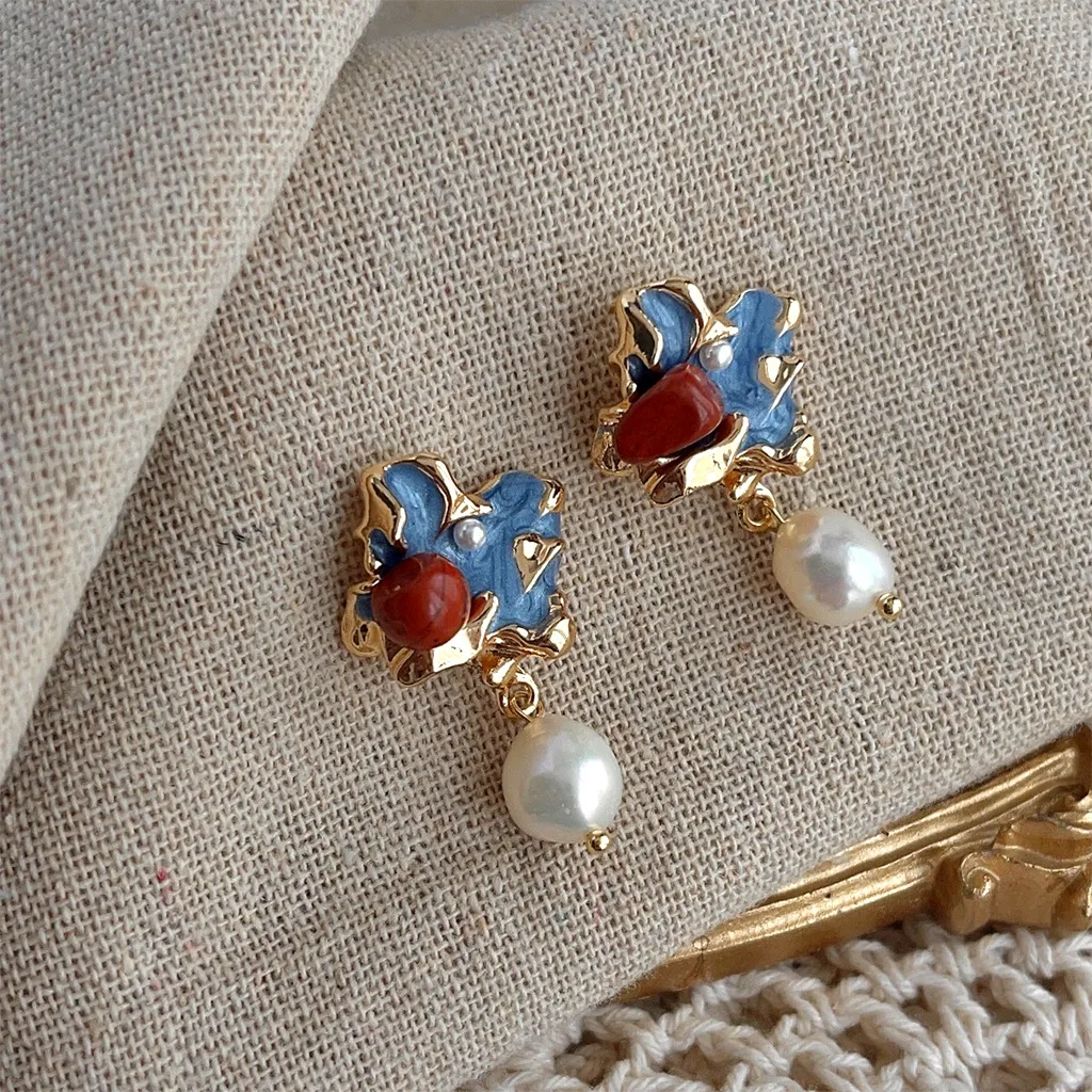 Classic Blue Enamel Irregular Geometric Stone Pearls Dangle Drop Earrings foe Women Party Wedding Female Gifts
Classic Blue Enamel Irregular Geometric Stone Pearls Dangle Drop Earrings foe Women Party Wedding Female Gifts