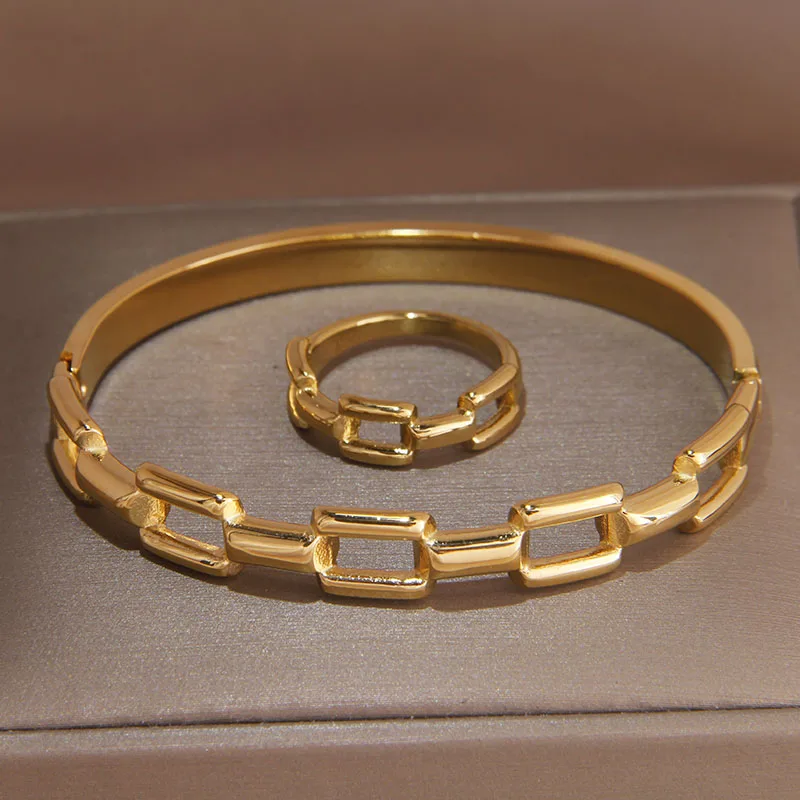 Classic Stainless Steel Metal Hollow Geometric Bangles for Women Fashion Brand Jewelry Wedding Rings Accessories Set
Classic Stainless Steel Metal Hollow Geometric Bangles for Women Fashion Brand Jewelry Wedding Rings Accessories Set