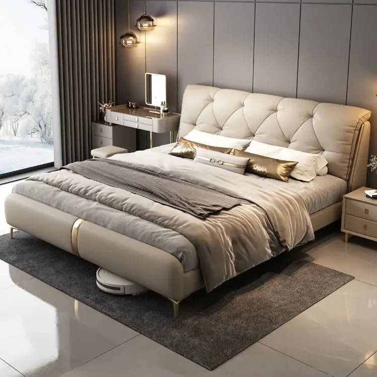 Italian Style Leather Bed 1.8-meter Master Bedroom 1.5-meter High-end Soft air Pressure High Box Storage Bed
Italian Style Leather Bed 1.8-meter Master Bedroom 1.5-meter High-end Soft air Pressure High Box Storage Bed