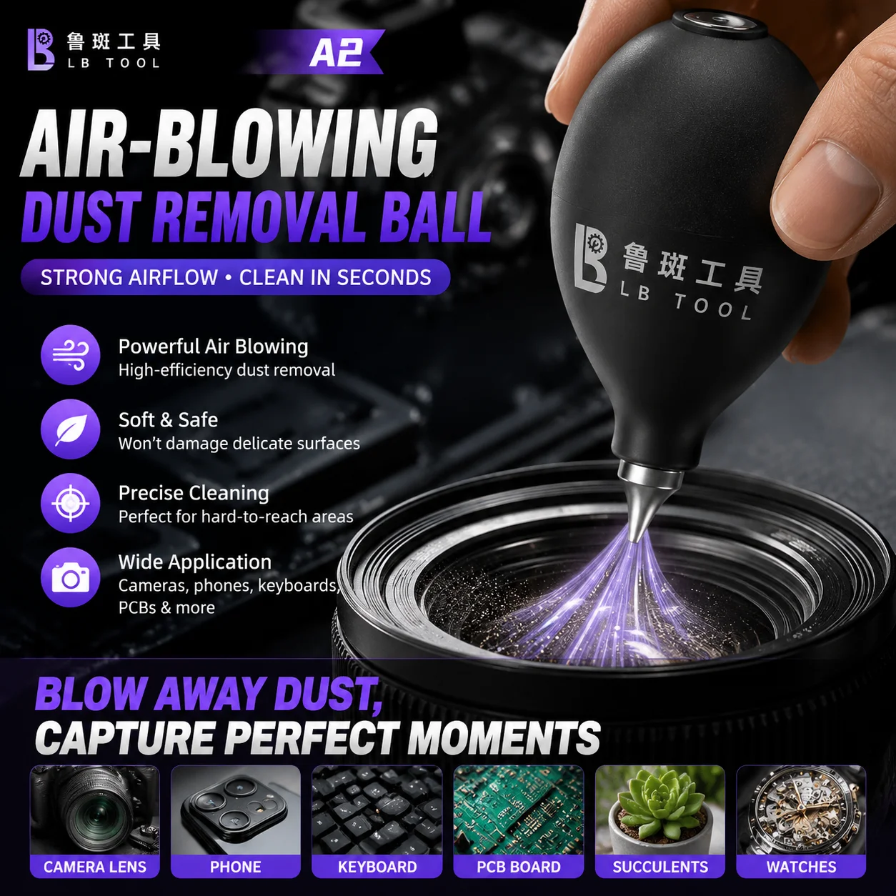 LB Tool A2 Air Blowing Dust Removal Ball Powerful Strong Airflow Soft Rubber Resilient for Phone Computer Camera Cleaning Tools
LB Tool A2 Air Blowing Dust Removal Ball Powerful Strong Airflow Soft Rubber Resilient for Phone Computer Camera Cleaning Tools