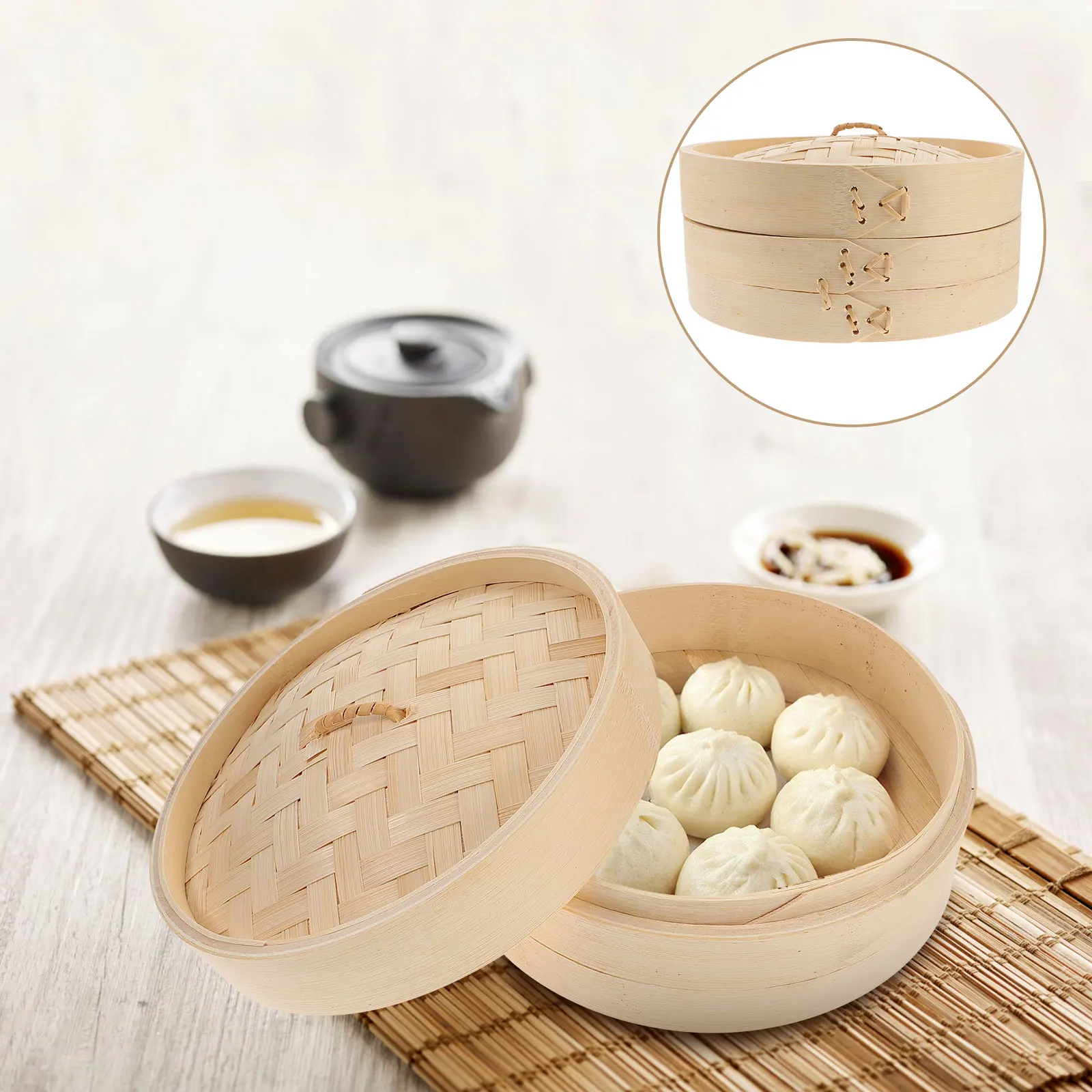 Steamer Bamboo Steaming Cage with Lid Basket Vegetable Baskets for Cooking Chinese
Steamer Bamboo Steaming Cage with Lid Basket Vegetable Baskets for Cooking Chinese