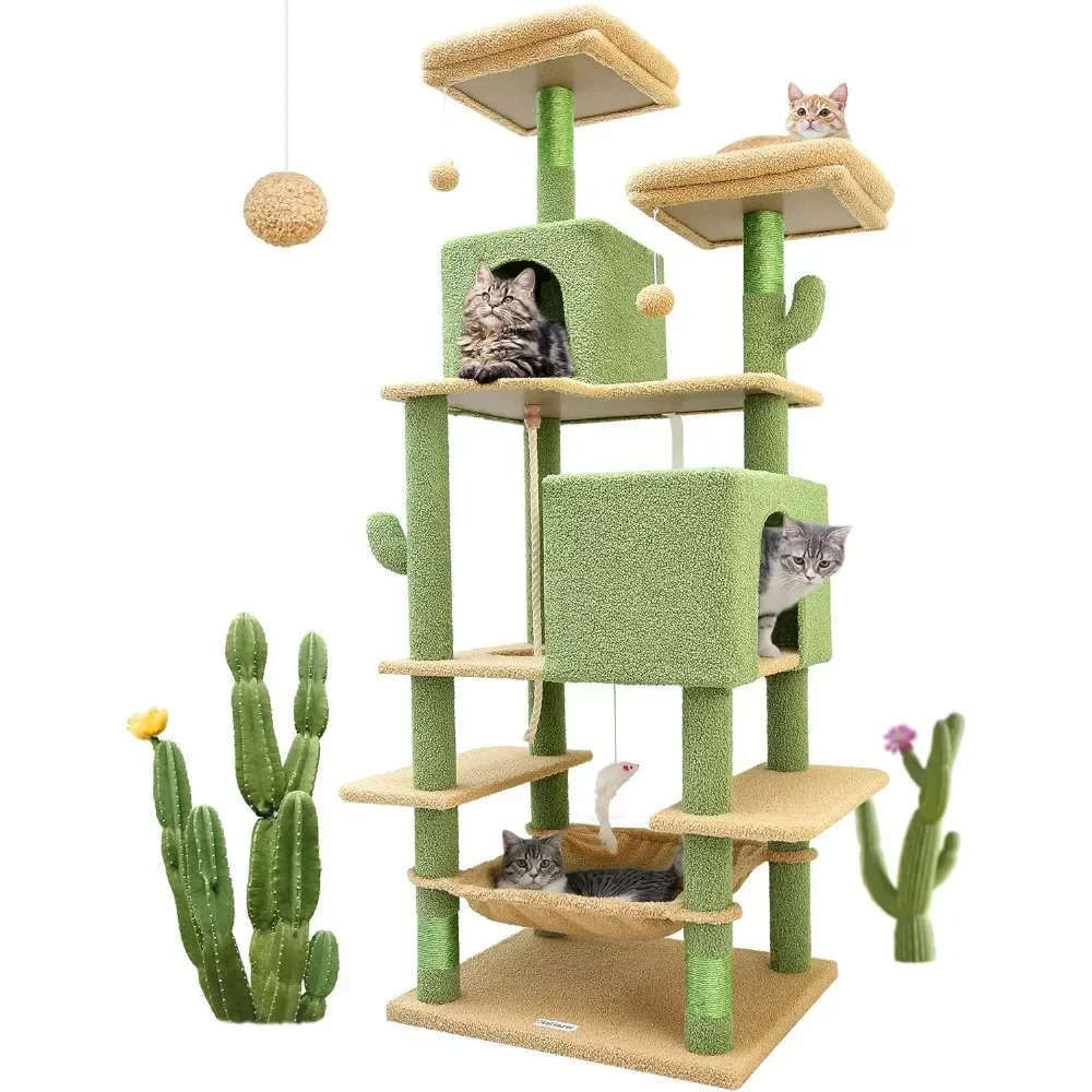 Cactus Cat Tree Tower 76-Inch Extra Tall Multi-Level Cat Furniture with Cozy Condos,Interactive Toys and Perches for Large Cats,
Cactus Cat Tree Tower 76-Inch Extra Tall Multi-Level Cat Furniture with Cozy Condos,Interactive Toys and Perches for Large Cats,