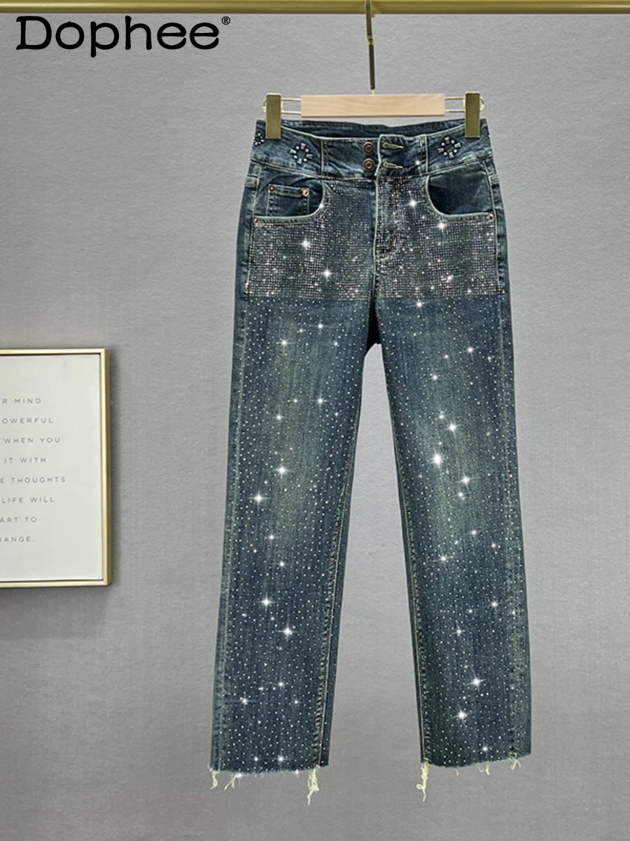 High-Grade Blue Jeans Women Trendy 2023 Early Autumn New High Waist Slimming Heavy Full Body Hot Drilling Straight Denim Pants
High-Grade Blue Jeans Women Trendy 2023 Early Autumn New High Waist Slimming Heavy Full Body Hot Drilling Straight Denim Pants