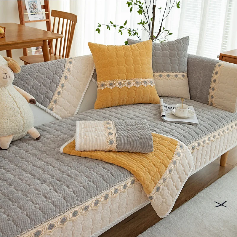Plaid Lace Decorated Non-slip Sofa Cover Protector Chaise Four Season Universal Stretch Corner Sofa Cushion Towel 1/2/3/4-seater
Plaid Lace Decorated Non-slip Sofa Cover Protector Chaise Four Season Universal Stretch Corner Sofa Cushion Towel 1/2/3/4-seater