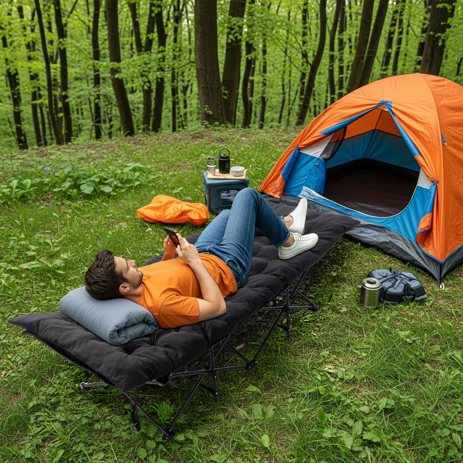 Portable Folding Camping Cot Bed with Soft Pad Outdoor Sleeping Bed for Adults Black
Portable Folding Camping Cot Bed with Soft Pad Outdoor Sleeping Bed for Adults Black