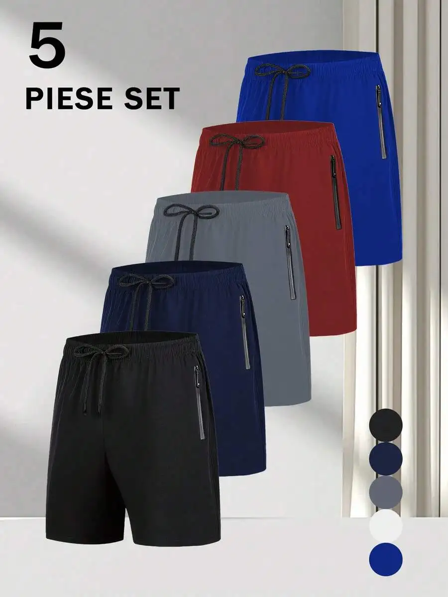 5 Pieces Mens Quick Dry Running Shorts With Zip Pockets For Sports Fitness Outdoor
5 Pieces Mens Quick Dry Running Shorts With Zip Pockets For Sports Fitness Outdoor