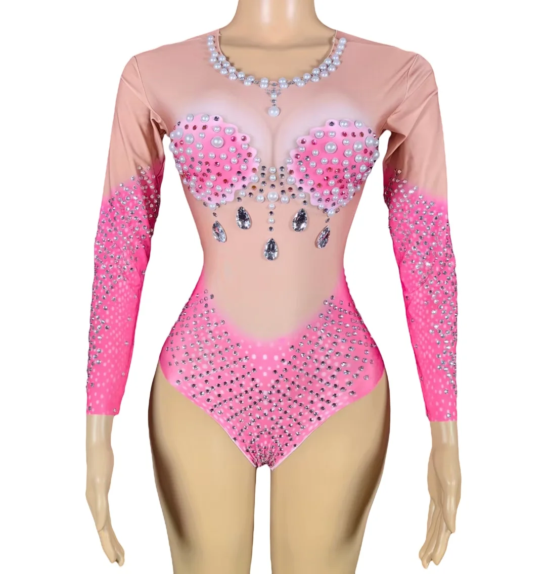 Meirenyu Pearls Rhinestone Long Sleeved Bodysuit Dancer Stage Show Tight Fitting Wear Nightclub Women Festival Celebrate Outfit
Meirenyu Pearls Rhinestone Long Sleeved Bodysuit Dancer Stage Show Tight Fitting Wear Nightclub Women Festival Celebrate Outfit