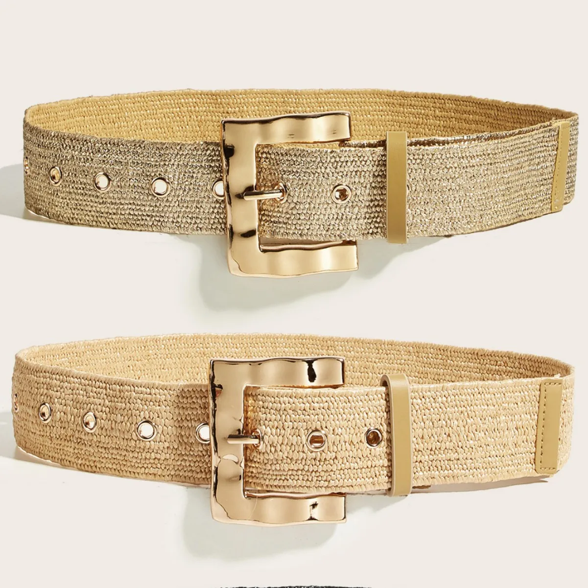 Korean Version Cotton Linen Style Gold PP Grass Woven Belt Women's Alloy Buckle Dress Long Shirt Decorative Belt
Korean Version Cotton Linen Style Gold PP Grass Woven Belt Women's Alloy Buckle Dress Long Shirt Decorative Belt