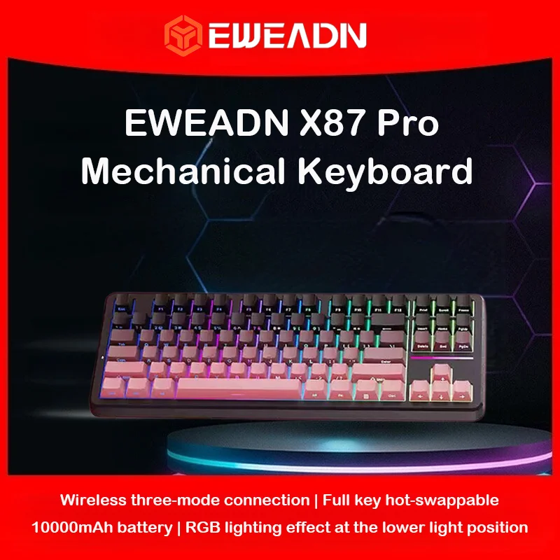 EWEADN X87 ULTRA/MAX/PRO Tri-Mode Gasket Hot Swap RGB Side Print Keyboard 10000-12000mAh Custom Gaming for PC/Mac
EWEADN X87 ULTRA/MAX/PRO Tri-Mode Gasket Hot Swap RGB Side Print Keyboard 10000-12000mAh Custom Gaming for PC/Mac