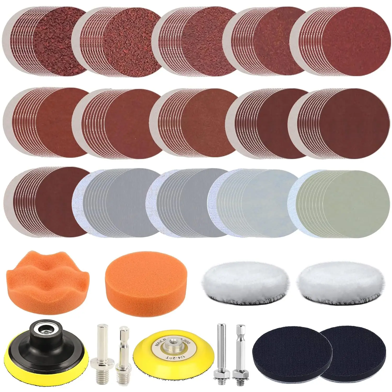 3 Inch Sanding Disc Kit, 150-Piece Wet/Dry Polishing Set with 1/4' Shank, Hook & Loop Pads for Car Headlight Restoration
3 Inch Sanding Disc Kit, 150-Piece Wet/Dry Polishing Set with 1/4' Shank, Hook & Loop Pads for Car Headlight Restoration
