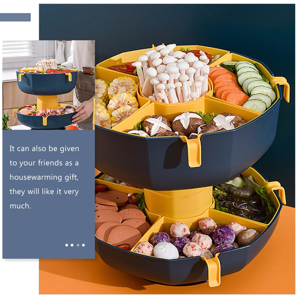 Rotating Vegetable Draining Basket Single Layer Multi-Grid Detachable Hot Pot Fruit Snack Storage Plate Plastic Serving Tray
Rotating Vegetable Draining Basket Single Layer Multi-Grid Detachable Hot Pot Fruit Snack Storage Plate Plastic Serving Tray