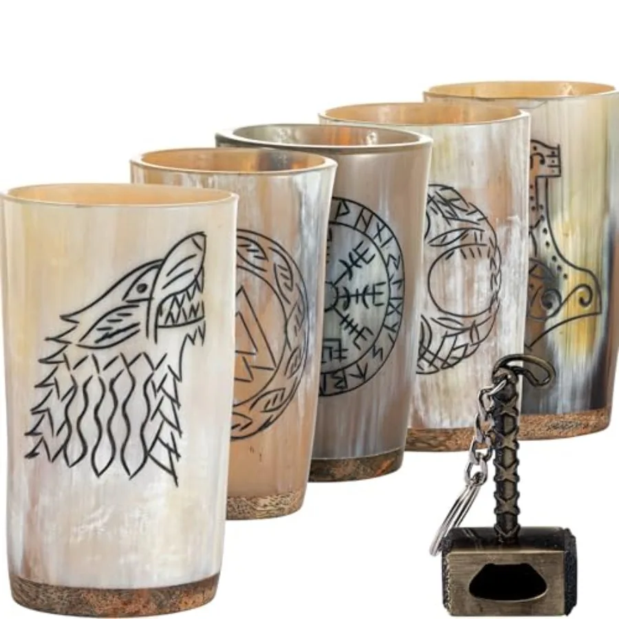 Viking Drinking Horn Mug Set of 5 Gifts for Men Dad Husband Unique Viking Gift Natural Ox Horn Cup with Thor Bottle Opener For
Viking Drinking Horn Mug Set of 5 Gifts for Men Dad Husband Unique Viking Gift Natural Ox Horn Cup with Thor Bottle Opener For