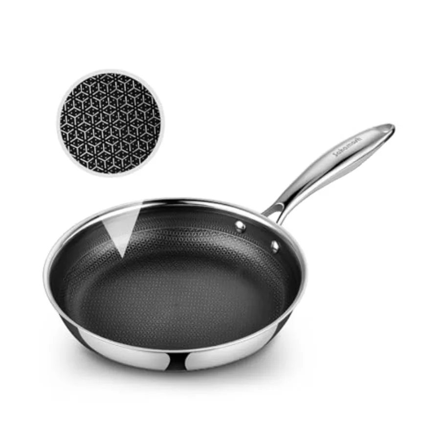 Nonstick 8" Fryg Pans, Hybrid Ceramic Staless Steel Pan, Small Skillet with Stay-Cool Handle, Non Toxic, PFAS PFOA PTFE Free, D
Nonstick 8" Fryg Pans, Hybrid Ceramic Staless Steel Pan, Small Skillet with Stay-Cool Handle, Non Toxic, PFAS PFOA PTFE Free, D